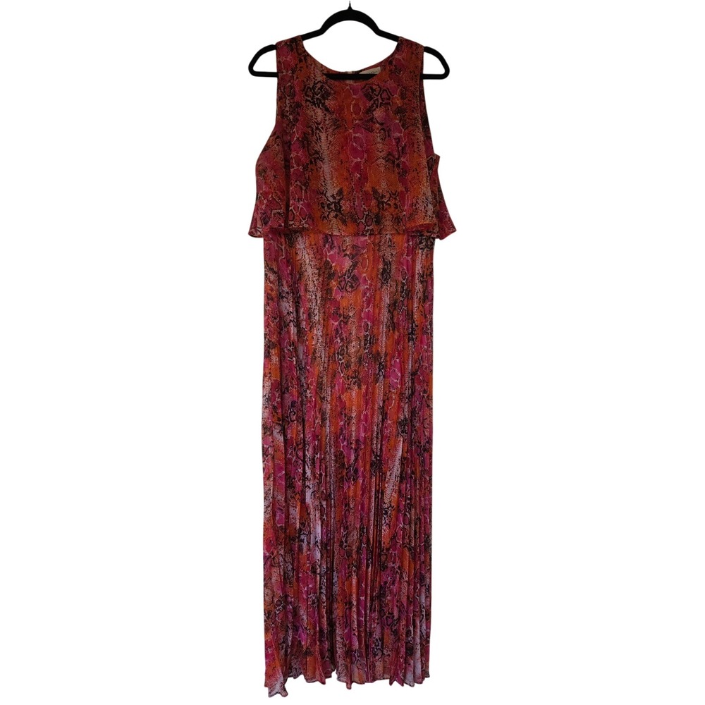 Calvin Klein Snakeskin Print Pleated Sleeveless Maxi Dress Prom HOCO Homecoming